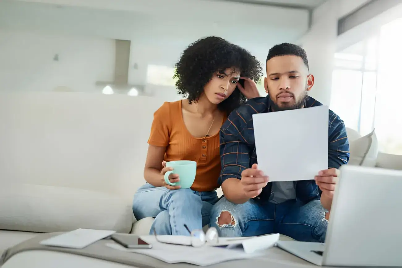 Foster mom and dad reviewing paperwork